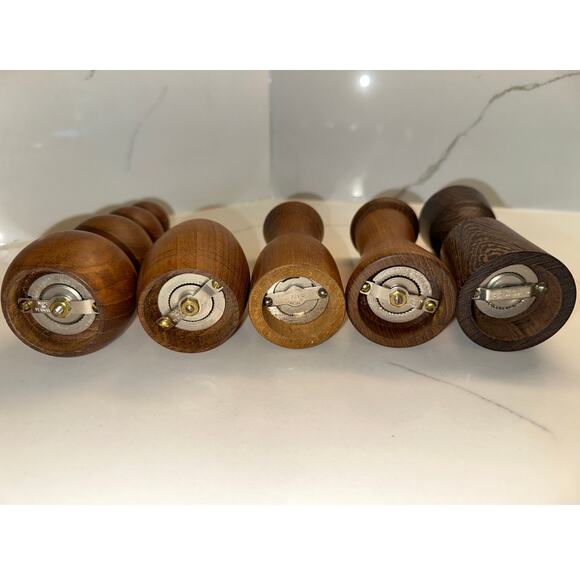 NEW Unique Collection of 5 Vintage Denmark Pepper Mills Teak Wood - Picture 8 of 13